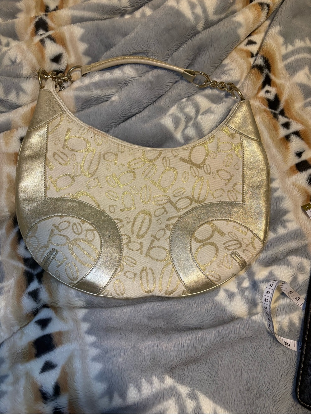 Y2K bebe Metallic Gold Logo Hobo Bag